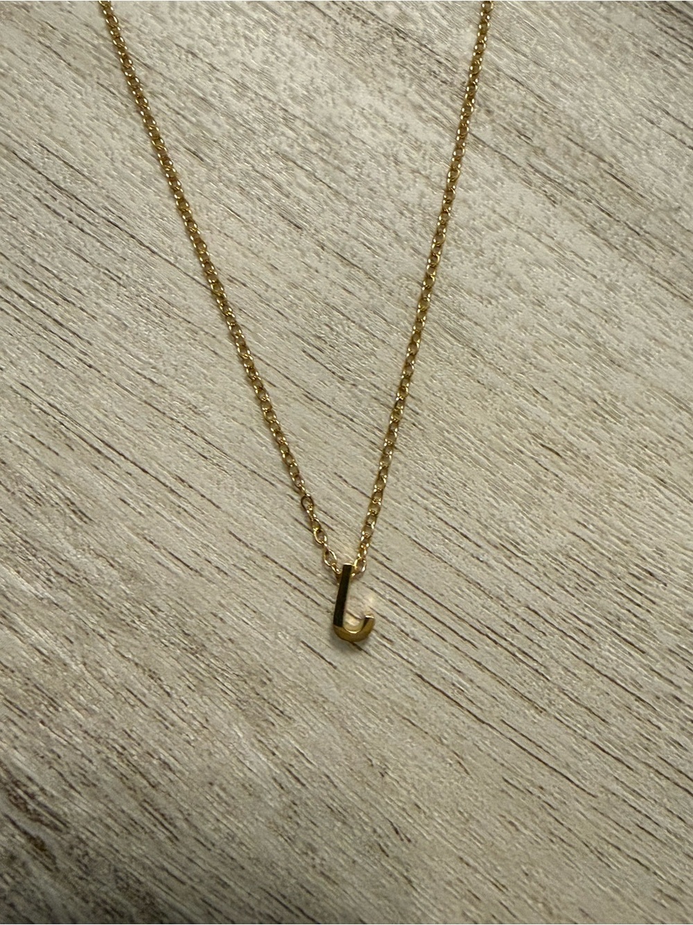 18 Karat Gold Letter J Initial Dainty Pendant Necklace 18 inch adjustable chain